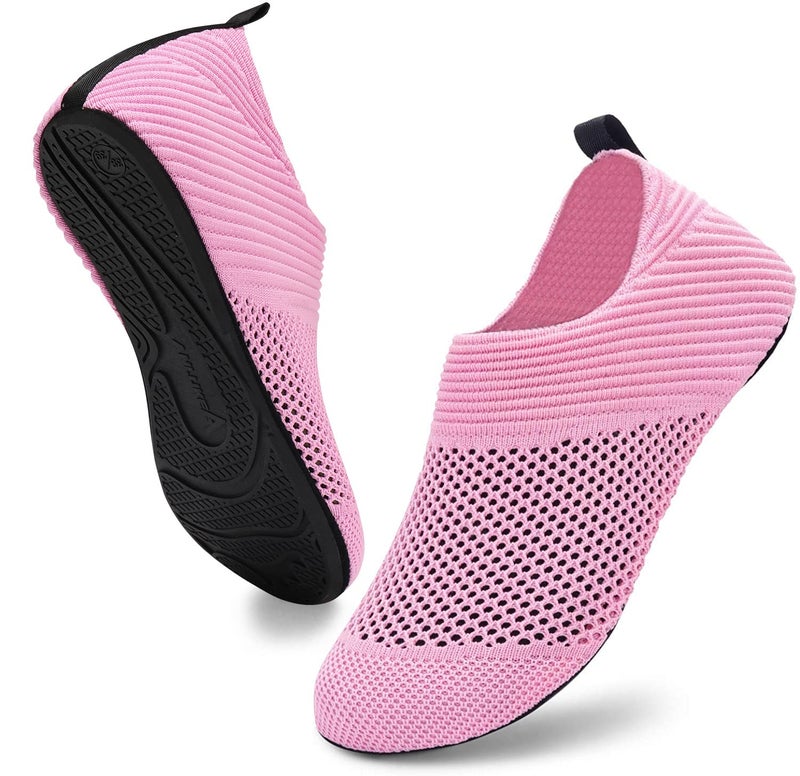 ANLUKE Barefoot Quick-Dry Water Sports Shoes Aqua Socks for Swim Beach Pool Surf Yoga for Women Men (38/39, KPink) - Image 1